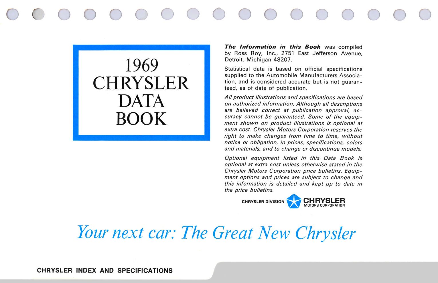 1969 Chrysler Data Book Page 131